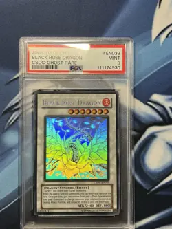 YuGiOh 2008 CSOC-EN039 Black Rose Dragon Ghost Rare PSA 9 Mint Unlimited - Image 1