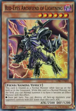 Yugioh! Red-Eyes Archfiend of Lightning LDK2-ENJ03 Common 1st Edition - Image 1