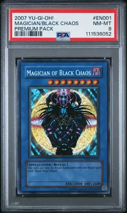 Magician of Black Chaos PP01-EN001 Premium Pack 1 PSA 8 Yugioh Secret Rare - Image 1