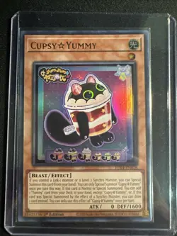 Yu-Gi-Oh! TCG Cupsy Yummy JUSH-EN016 ULTRA RARE 1st Edition Near Mint Holo - Image 1