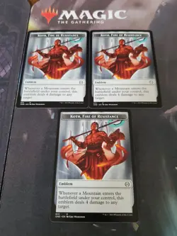 Mtg. 3x Koth Fire Of Resistance Emblems. Phyrexia All Will Be. Nm - Image 1