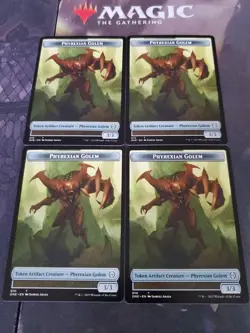 Mtg. 4x Phyrexian Golem Tokens. Phyrexia All Will Be One. Nm - Image 1