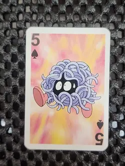 Tangela Pokemon 1999 Mini Deck Playing Cards 2.5x1.75in FIVE Of Spades Red Back - Image 1