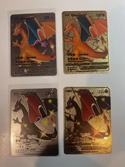 Charizard V Gold Foil Fan Art Collector Pokemon Card Claw Slash 4 Card Variation - Image 1