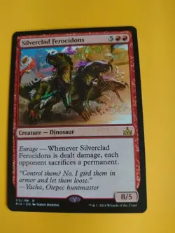 Silverclad Ferocidons. RAre RIX dinosaur Magic the Gathering Card. - Image 2