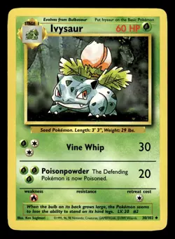 Ivysaur 30/102 Uncommon Base Set Pokemon Card - 3 - Image 1