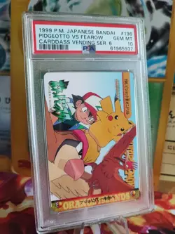 Pokemon Card Japanese 196 Carddass Vending Pikachu Pidgeot Vs Fearow PSA 10 - Image 1