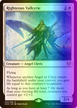 MTG Magic the Gathering Righteous Valkyrie (24/551) Kaldheim LP FOIL - Image 1