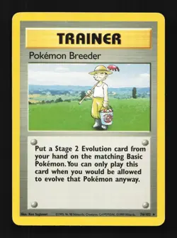 Pokemon Breeder 76/102 MP Base Set English Pokemon Card TCG - Image 1