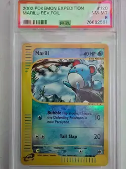 2002 Pokemon Expedition Reverse Foil Marill #120 PSA 8 NM-MT WotC E-Series - Image 1