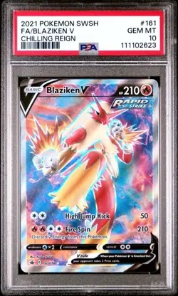 BLAZIKEN V #161 PSA 10 • 2021 POKEMON SWORD & SHIELD CHILLING REIGN FULL ART - Image 1