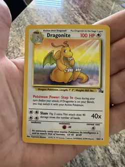 Dragonite Fossil Near Mint + to Mint No Scratching 4/62 Holo Pokemon - Image 1