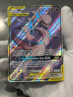 Pokemon TCG Mewtwo & Mew GX 222/236 Unified Minds Holo Tag Team Full Art DMG - Image 3