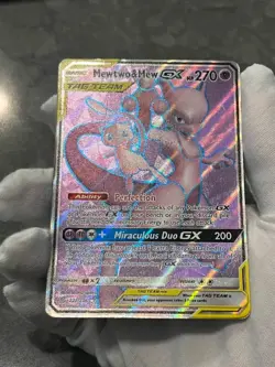 Pokemon TCG Mewtwo & Mew GX 222/236 Unified Minds Holo Tag Team Full Art DMG - Image 4