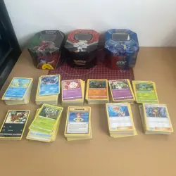 Large Pokemon Cards Common Bundle In 3 Tin Boxes Sun & Moon Scarlet & Violet - Image 1