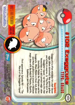 Exeggcute #102 - BLUE LOGO - NON-HOLO - Series 2 - TOPPS POKEMON CARD - LP/P - Image 2