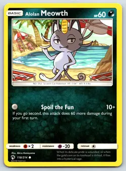 Alolan Meowth - Lost Thunder 118/214 Sun Moon Pokemon TCG Card NM - Image 1