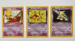 Dark Alakazam, Dark Kadabra, Abra Team Rocket Regular 3-card Set Light Play - Image 1