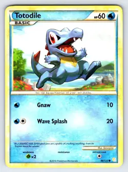 Totodile 86/123 2010 HeartGold SoulSilver Pokemon Card TCG Non Holo Common Lp/Mp - Image 1