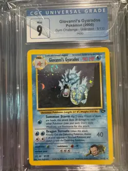 CGC 9 MINT Giovanni's Gyarados 2000 Gym Challenge 5/132 Holo Pokemon Card SWIRL - Image 1