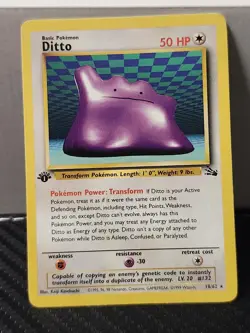1999 Pokemon Card Ditto Non Holo Rare 18/62 Fossil Set 1st EDITION!! 1999 - Image 1