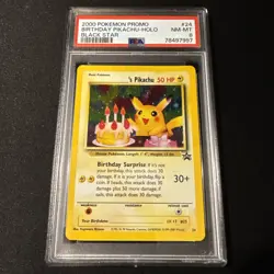 Pokemon Birthday Pikachu Holo Black Star Promo 24 PSA 8 NM-MT - Image 1