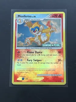 Pokemon Diamond and Pearl Monferno #56 Reverse Holo Stamped (played) - Image 1