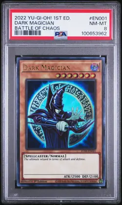 2022 YU-GI-OH! BACH-BATTLE OF CHAOS 1ST ED #EN001 DARK MAGICIAN PSA 8 - Image 1