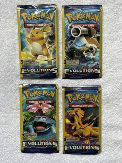 Pokemon XY Evolutions Booster Art Set Lot of Four Dollar Tree 3 Card Packs 2016 - Image 1