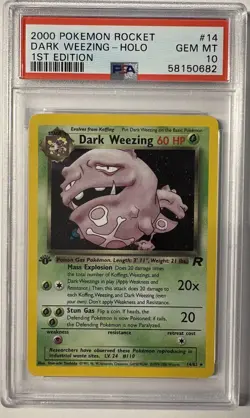 Dark Weezing 14/82 1st Edition Holo Rare Team Rocket Pokemon Card PSA 10 - Image 1