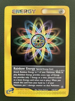 Rainbow Energy 144/147 Pokemon Card NON HOLO (Regular) NM/LP Aquapolis - Image 1