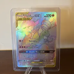 Reshiram & Charizard GX Rainbow Rare Card 217/214 Secret Sm-Unbroken Bonds Mint - Image 1