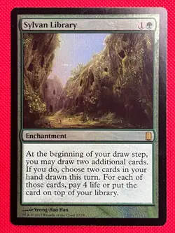 MTG Foil 1X Sylvan Library X1 Commander Arsenal Magic - Slight Play - Image 1