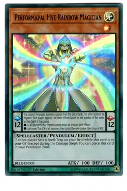 Yugioh- 1X Performapal Five-Rainbow Magician - UR - 1st - BLLR-EN005 - NM - Image 1