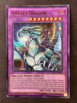 Yu-Gi-Oh TCG Dragons of Legend #DRLG-EN003 Amulet Dragon 1st Ed Secret Rare LP - Image 1
