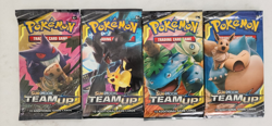 POKEMON SEALED SUN & MOON TEAM UP BOOSTER PACK ARTWORK SET (4) UNOPENED PACKS - Image 1