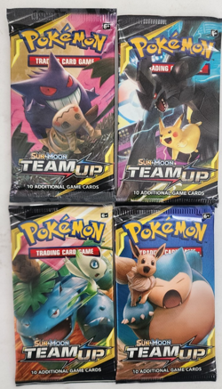 POKEMON SEALED SUN & MOON TEAM UP BOOSTER PACK ARTWORK SET (4) UNOPENED PACKS - Image 2