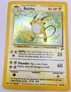 Pokemon Karte TCG Raichu 16/130 Basis Set 2 Holo Vintage Rare GD Englisch - Image 1