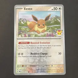 EEVEE POKEMON 074/131 Pokemon Day 2025 Stamp Prismatic Evolutions Holo - Image 1