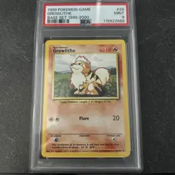 PSA 9 Growlithe 28/102 Base Set Pokemon Card WOTC 1999-2000 4th Print - Mint - Image 1
