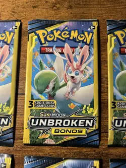 Pokemon 2019 Unbroken Bonds 3 Card Booster Pack Sealed 6 Packs - Image 3