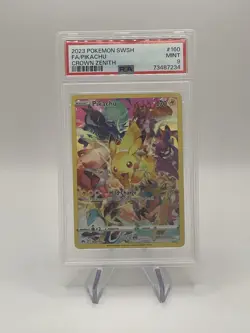 PSA 9 MINT Pikachu Crown Zenith Secret Full Art Holo Pokemon Card 160/159 - Image 1