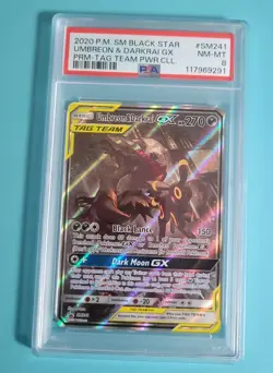 Pokemon TCG Umbreon and Darkrai GX #SM241 Sun and Moon Tag Team Promo Card Psa 8 - Image 1