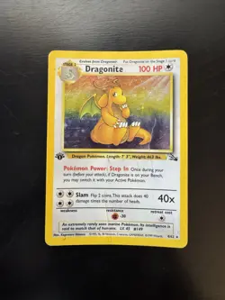 Dragonite 4/62 1st Edition Holo Rare Fossil Pokemon Card HP DMG - Image 1
