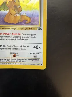 Dragonite 4/62 1st Edition Holo Rare Fossil Pokemon Card HP DMG - Image 4