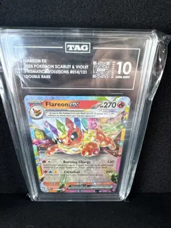 TAG 10 GEM MINT Flareon ex - 2024 Pokemon Scarlet & Violet Prismatic Evolutions - Image 1