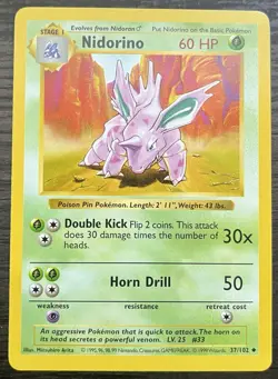 Nidorino 037/102 Pokemon TCG WOTC Base Set (Shadowless) Regular MINT - Image 1