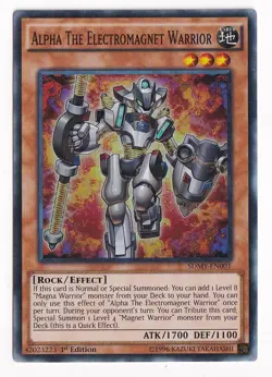 YUGIOH ALPHA THE ELECTROMAGNET WARRIOR SDMY-EN001 SUPER 1ST ED LP - Image 1