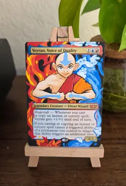 MTG Altered Art Acrylic Hand Painted - Veyran Voice of Duality:Aang The Avatar - Image 1