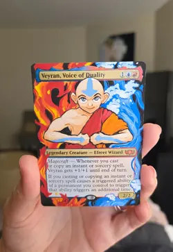 MTG Altered Art Acrylic Hand Painted - Veyran Voice of Duality:Aang The Avatar - Image 2